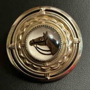 Reverse Crystal Equestrian Horse Brooch Pin Essex Vintage